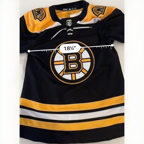 NWT Boston Bruins Jersey Mens 46 S Adidas PRIMEGREEN NHL BLACK AND YELLOW - Picture 7 of 16
